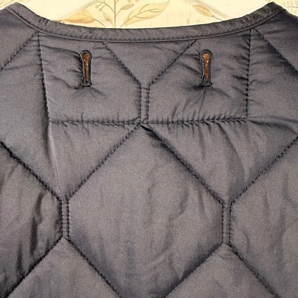 Jack Spade New York Mens Quilted Vest Navy Blue Orange Lining Medium Hexagon